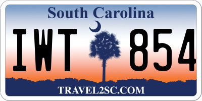 SC license plate IWT854
