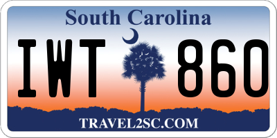 SC license plate IWT860