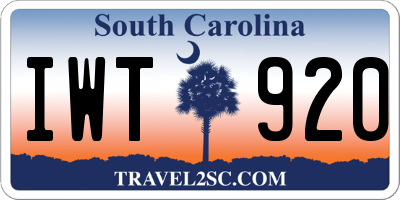 SC license plate IWT920