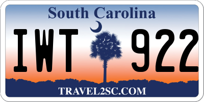 SC license plate IWT922
