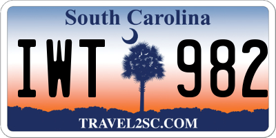 SC license plate IWT982