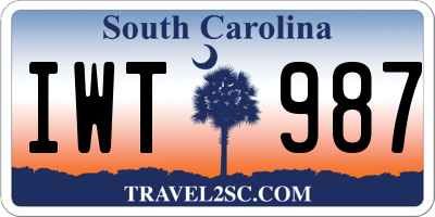 SC license plate IWT987