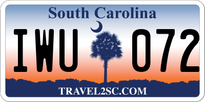 SC license plate IWU072