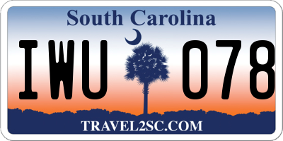 SC license plate IWU078