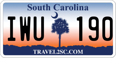 SC license plate IWU190