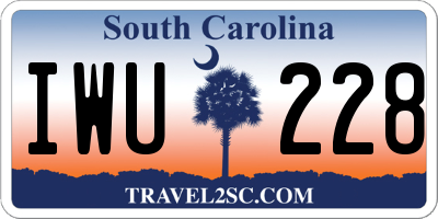 SC license plate IWU228