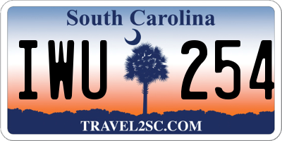 SC license plate IWU254