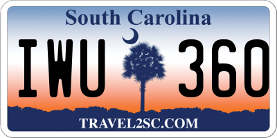 SC license plate IWU360