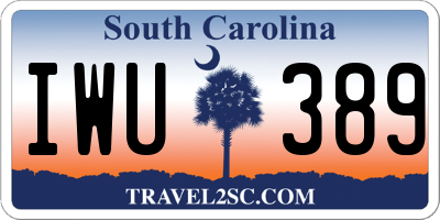 SC license plate IWU389