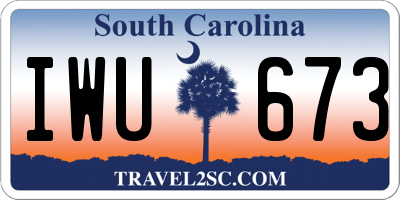 SC license plate IWU673