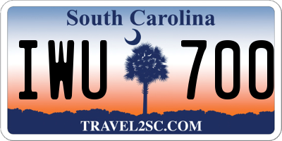 SC license plate IWU700