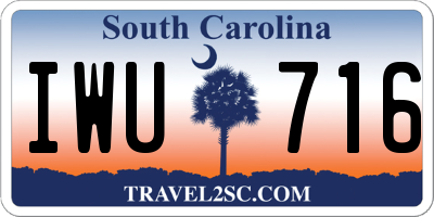 SC license plate IWU716