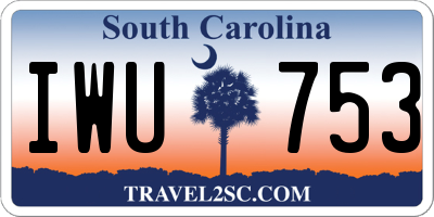 SC license plate IWU753