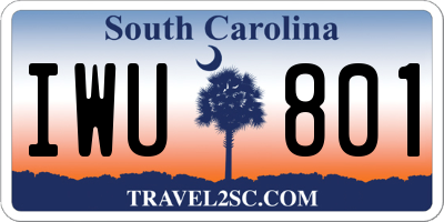 SC license plate IWU801