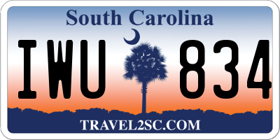 SC license plate IWU834