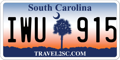 SC license plate IWU915