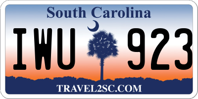 SC license plate IWU923