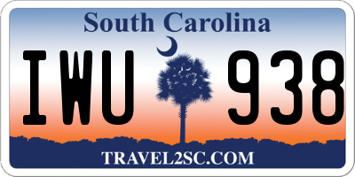 SC license plate IWU938