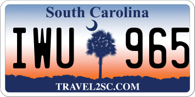 SC license plate IWU965