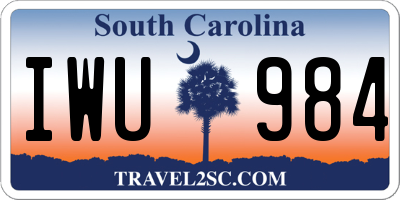 SC license plate IWU984