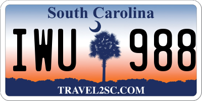 SC license plate IWU988