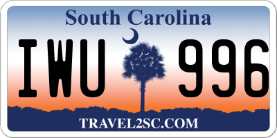 SC license plate IWU996