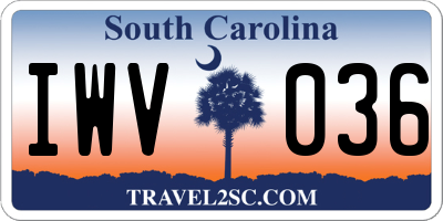 SC license plate IWV036
