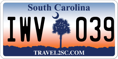 SC license plate IWV039