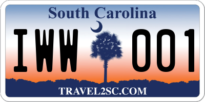 SC license plate IWW001