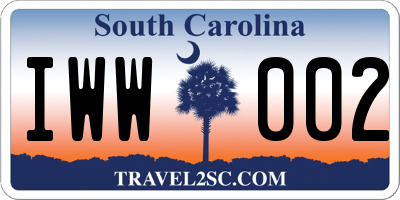 SC license plate IWW002