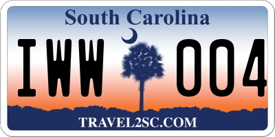 SC license plate IWW004