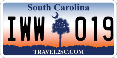 SC license plate IWW019