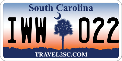 SC license plate IWW022