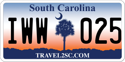 SC license plate IWW025
