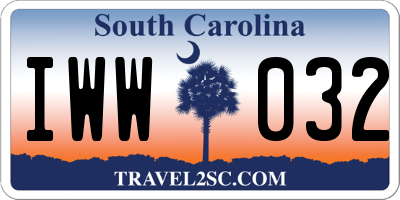 SC license plate IWW032