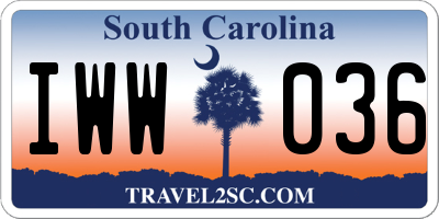 SC license plate IWW036