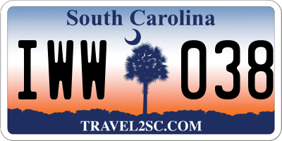 SC license plate IWW038