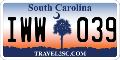 SC license plate IWW039