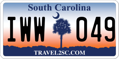 SC license plate IWW049