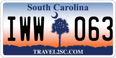 SC license plate IWW063