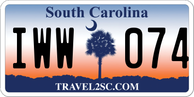 SC license plate IWW074