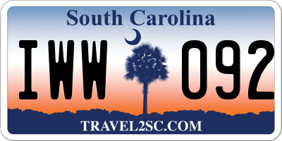 SC license plate IWW092