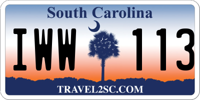 SC license plate IWW113