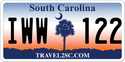 SC license plate IWW122