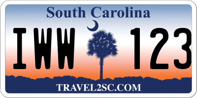 SC license plate IWW123