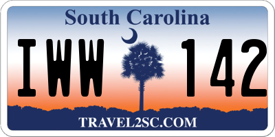 SC license plate IWW142