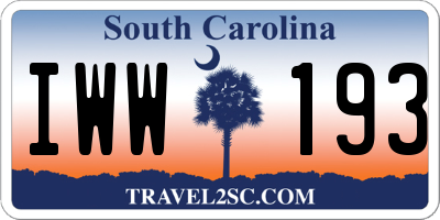 SC license plate IWW193