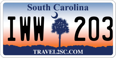 SC license plate IWW203