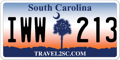 SC license plate IWW213