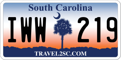 SC license plate IWW219